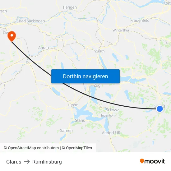 Glarus to Ramlinsburg map