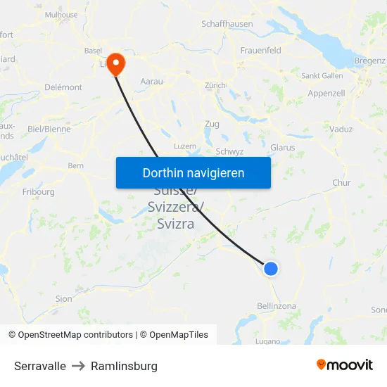 Serravalle to Ramlinsburg map