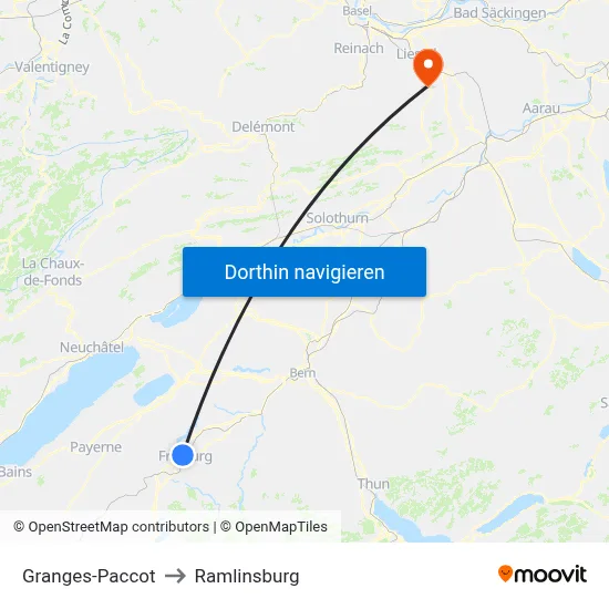 Granges-Paccot to Ramlinsburg map