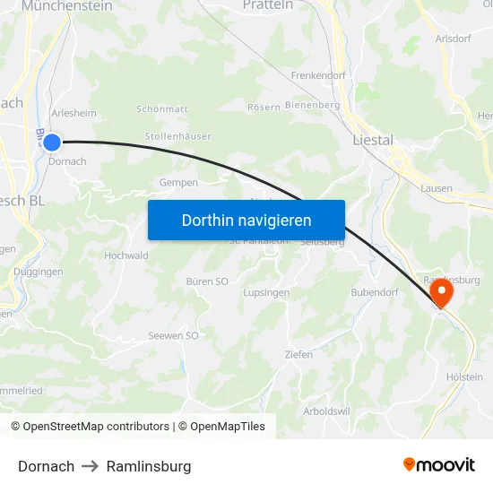 Dornach to Ramlinsburg map