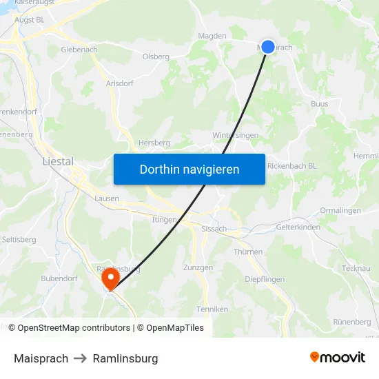 Maisprach to Ramlinsburg map