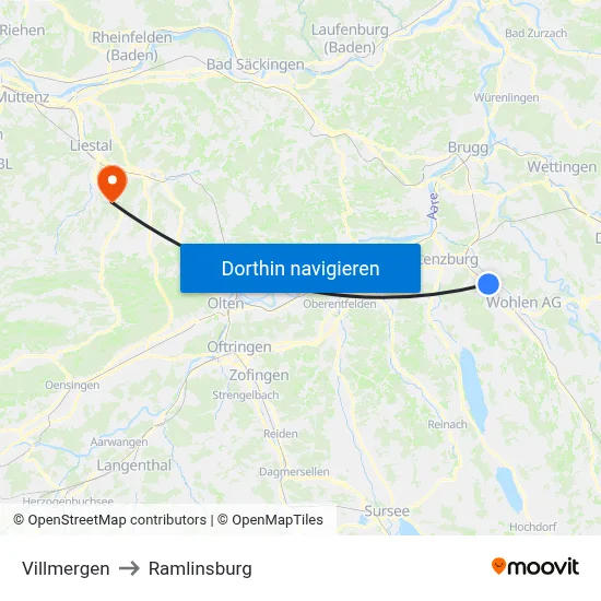 Villmergen to Ramlinsburg map