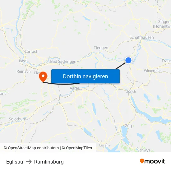 Eglisau to Ramlinsburg map
