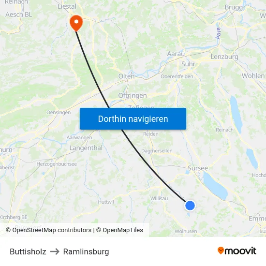 Buttisholz to Ramlinsburg map