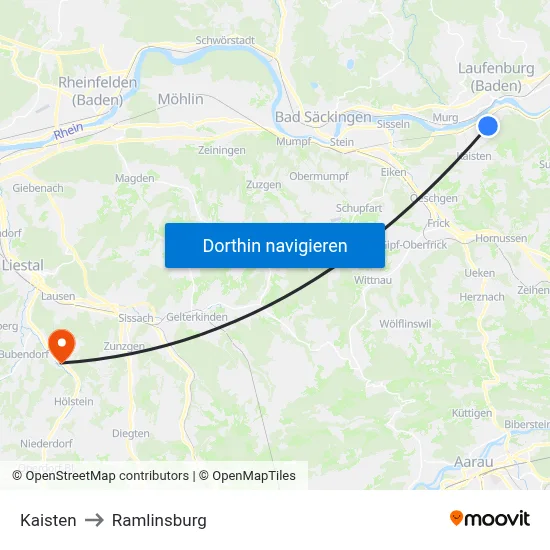 Kaisten to Ramlinsburg map