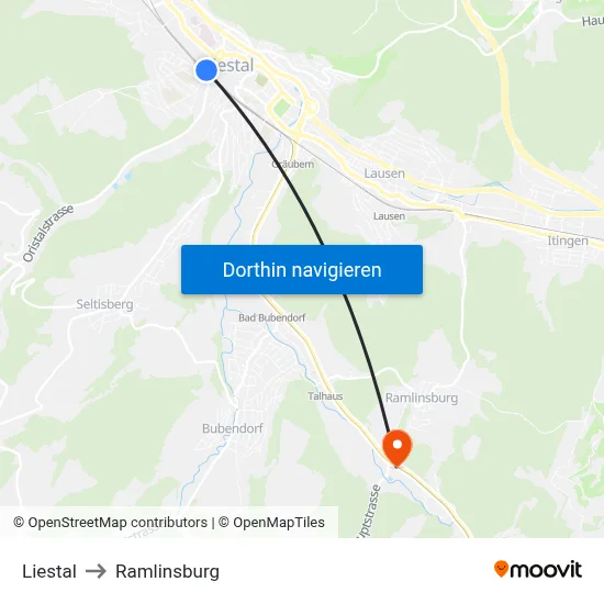 Liestal to Ramlinsburg map