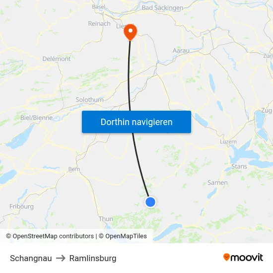 Schangnau to Ramlinsburg map