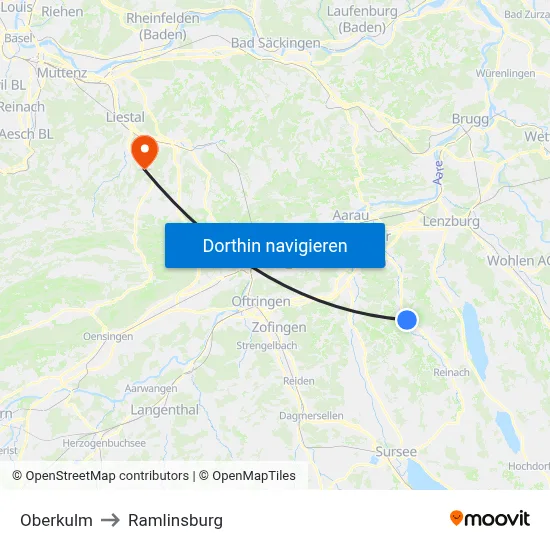 Oberkulm to Ramlinsburg map
