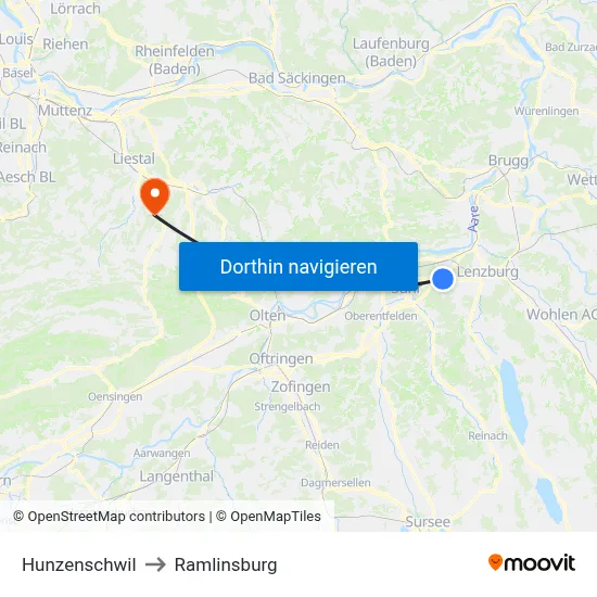 Hunzenschwil to Ramlinsburg map