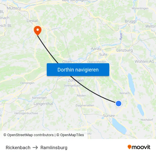 Rickenbach to Ramlinsburg map