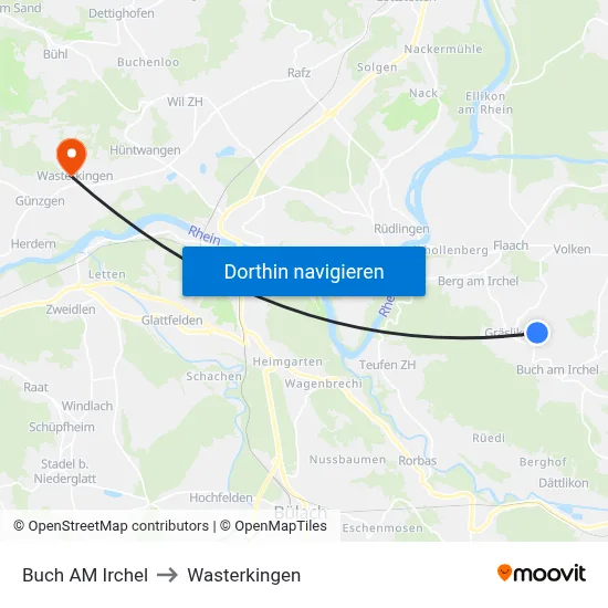Buch AM Irchel to Wasterkingen map