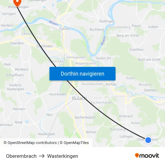 Oberembrach to Wasterkingen map