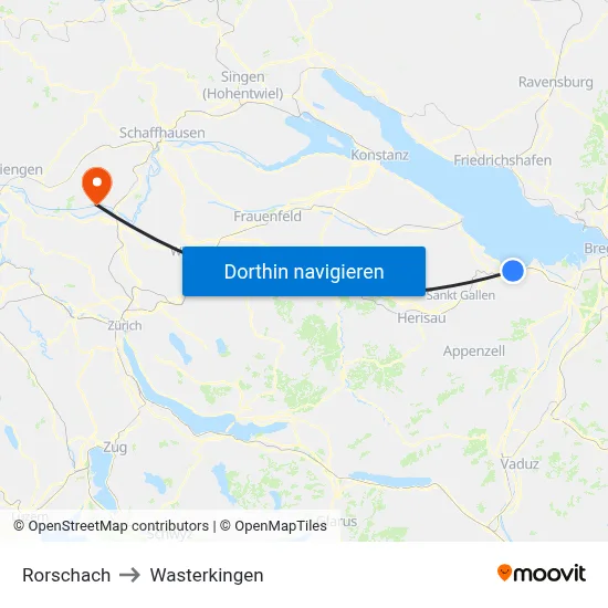 Rorschach to Wasterkingen map