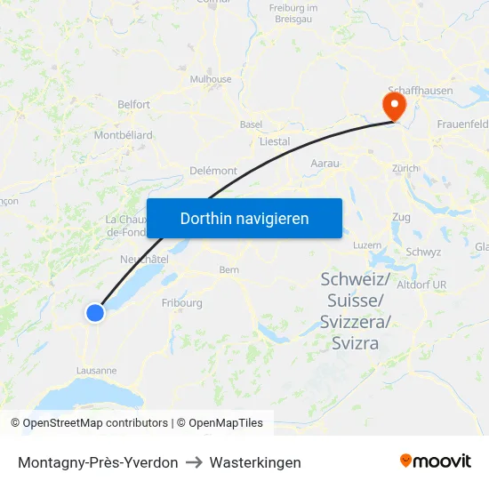Montagny-Près-Yverdon to Wasterkingen map