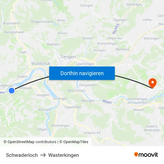 Schwaderloch to Wasterkingen map