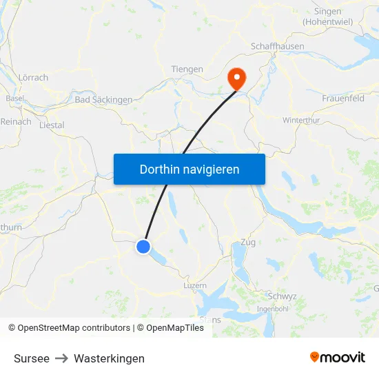 Sursee to Wasterkingen map