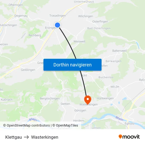 Klettgau to Wasterkingen map