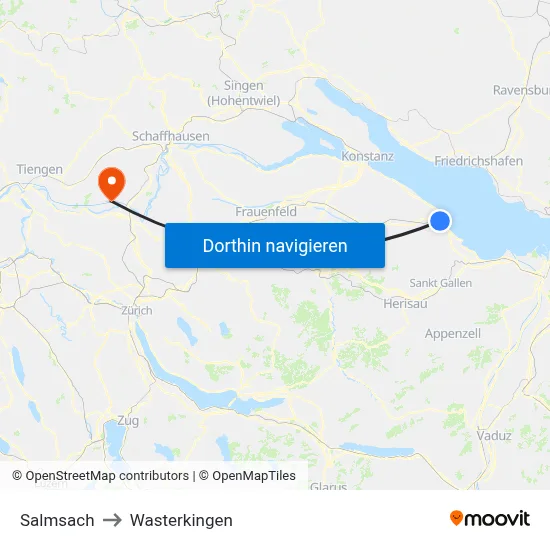 Salmsach to Wasterkingen map