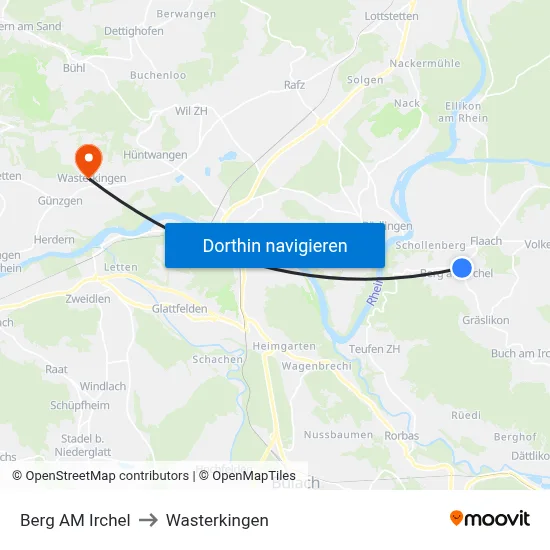 Berg AM Irchel to Wasterkingen map