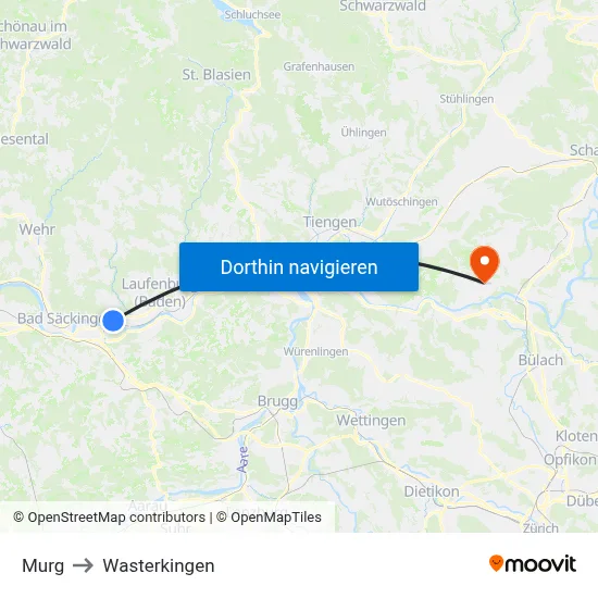 Murg to Wasterkingen map