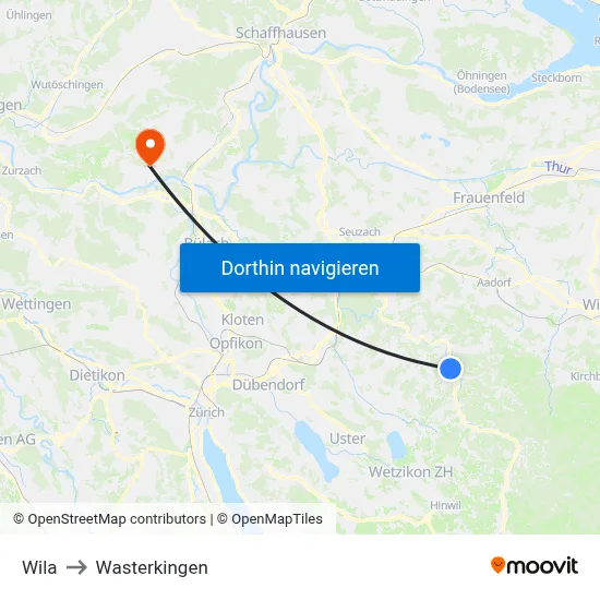 Wila to Wasterkingen map