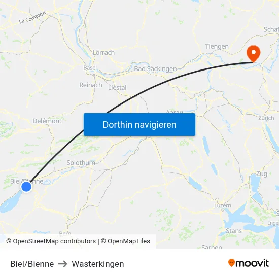 Biel/Bienne to Wasterkingen map