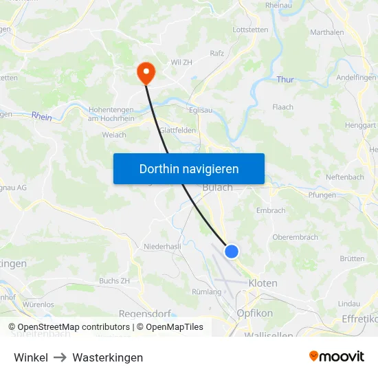 Winkel to Wasterkingen map