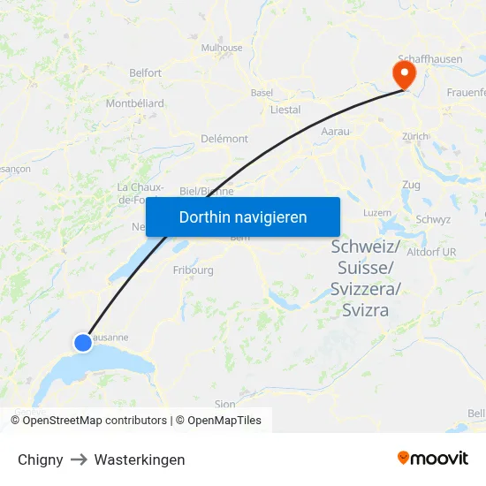 Chigny to Wasterkingen map