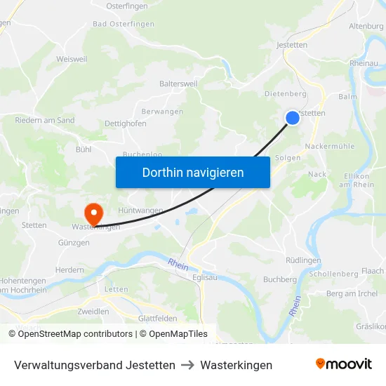 Verwaltungsverband Jestetten to Wasterkingen map