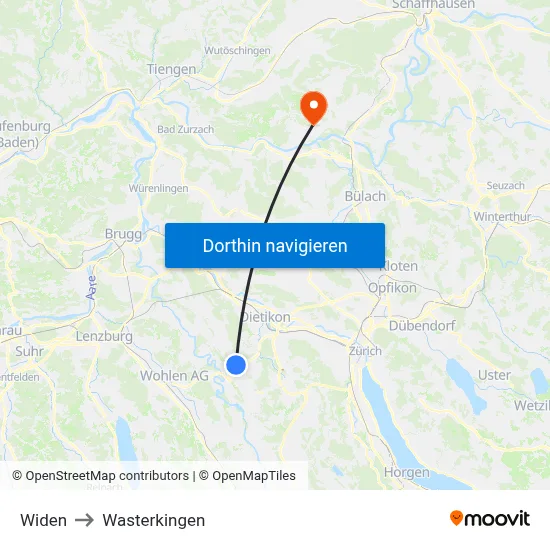 Widen to Wasterkingen map