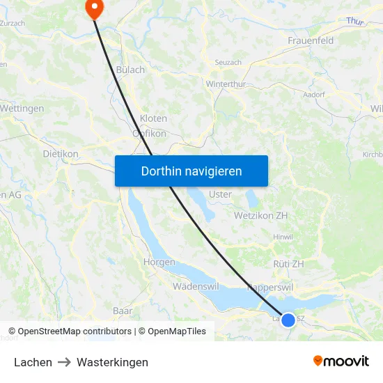 Lachen to Wasterkingen map