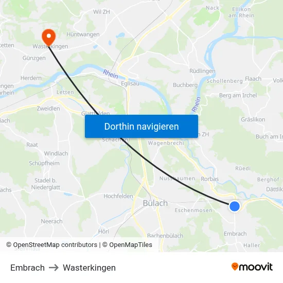 Embrach to Wasterkingen map