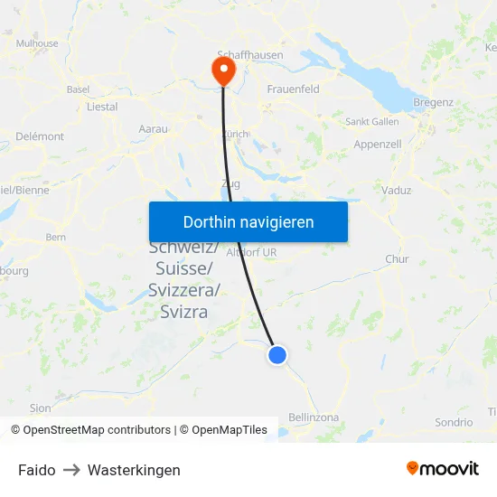 Faido to Wasterkingen map