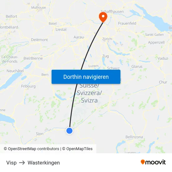 Visp to Wasterkingen map