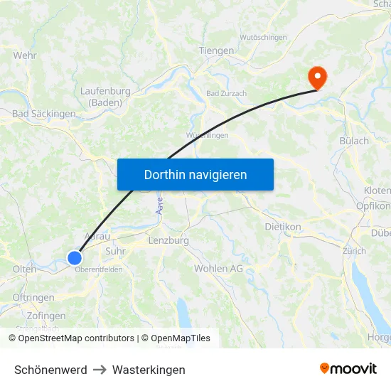 Schönenwerd to Wasterkingen map
