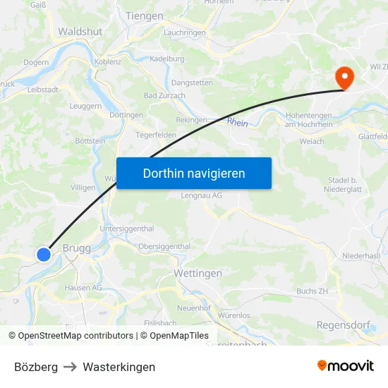 Bözberg to Wasterkingen map