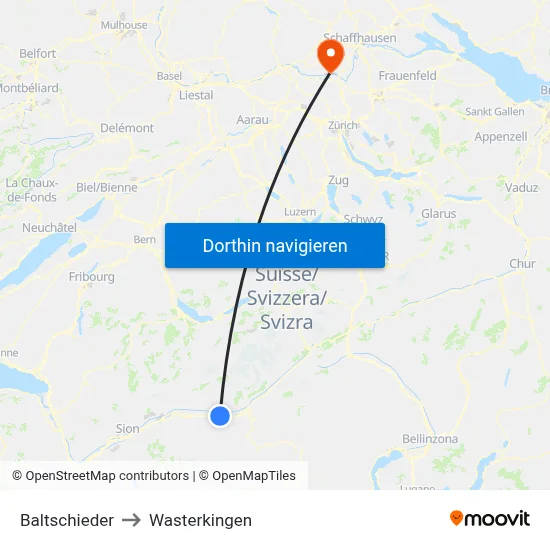 Baltschieder to Wasterkingen map