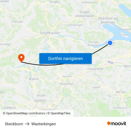Steckborn to Wasterkingen map