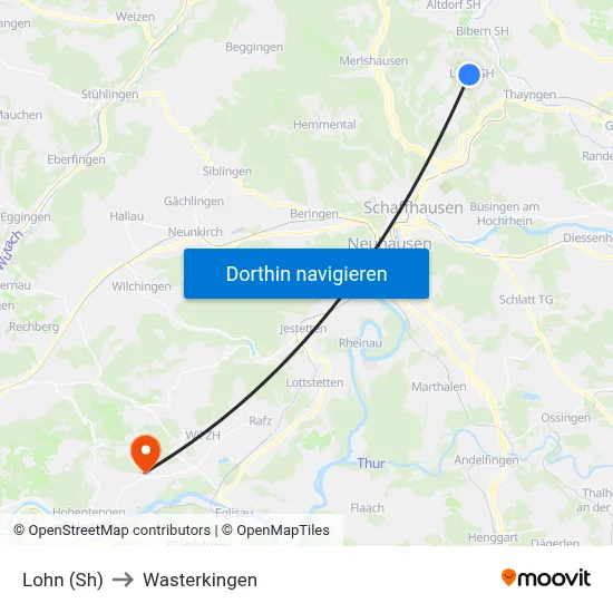 Lohn (Sh) to Wasterkingen map