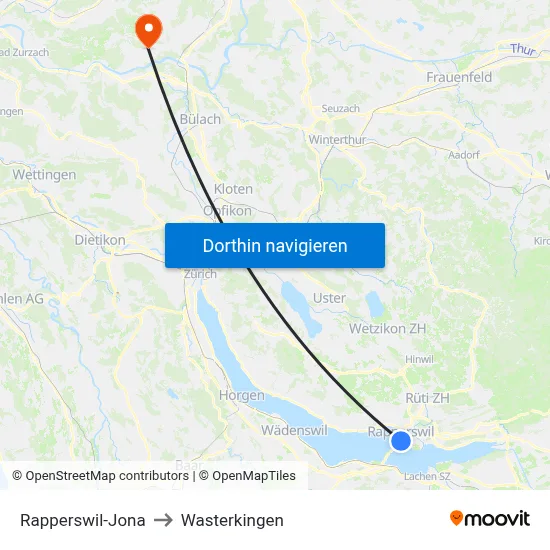 Rapperswil-Jona to Wasterkingen map
