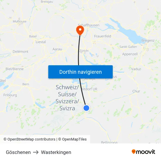 Göschenen to Wasterkingen map
