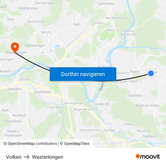 Volken to Wasterkingen map
