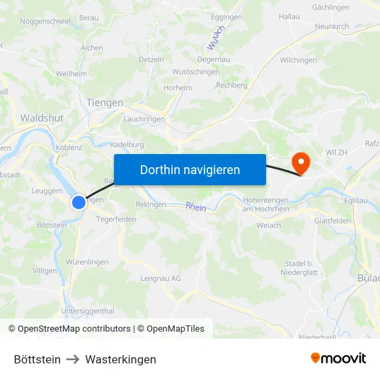 Böttstein to Wasterkingen map
