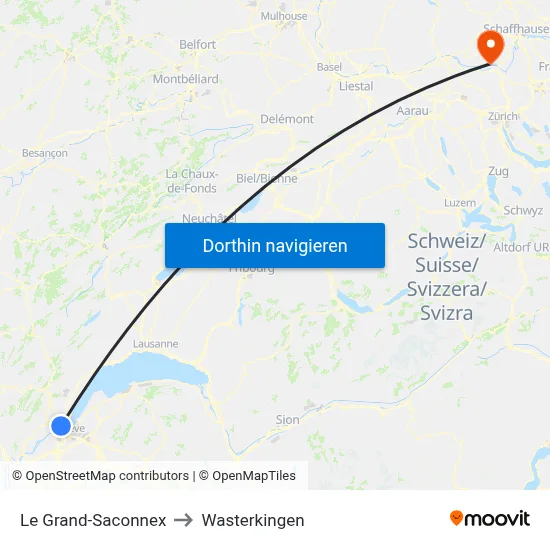 Le Grand-Saconnex to Wasterkingen map