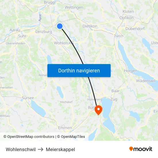 Wohlenschwil to Meierskappel map