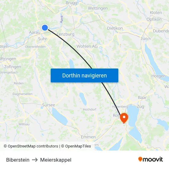 Biberstein to Meierskappel map