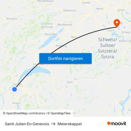 Saint-Julien-En-Genevois to Meierskappel map