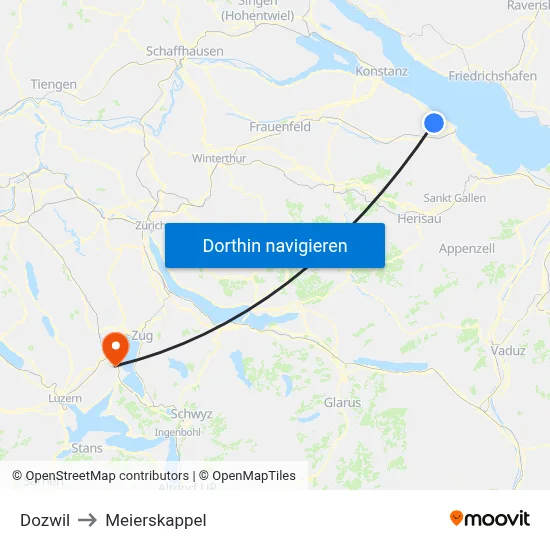 Dozwil to Meierskappel map