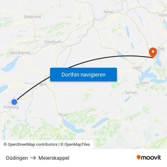 Düdingen to Meierskappel map