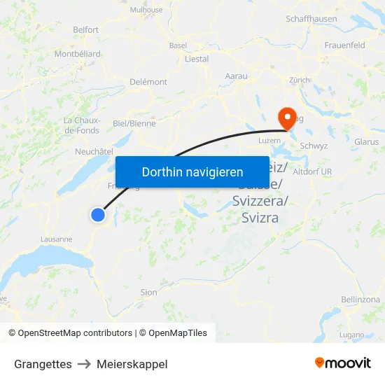Grangettes to Meierskappel map